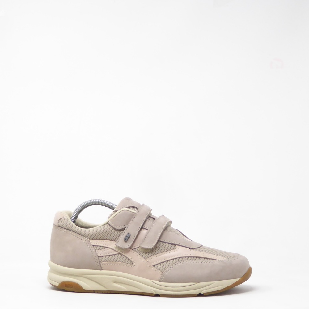 NEW SAS Women TMV Walking Shoes Beige Hook & Loop Strap Mesh Leather 9.5 M